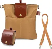 TIEFUMYO Foraging Bag Waxed Canvas Outdoor Camping Foraging Pouch Water Resistant Collapsible Brown Mushroom Bushcraft Belt Tool Bag for Travel Hiking Backpacking