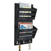 Rustic Organizer Wall Mount with 4 Key HooksHolder Wall Mounted，Hanging Organ...