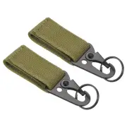 Belt Keeper Key Ring, 2Pcs Nylon Webbing Strap Gear Buckle Key Chain Khaki