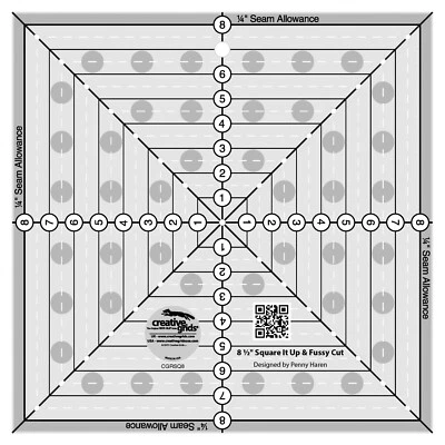 US Seller-Creative Grids 8-1/2" Square It Up Fussy Cut Square Quilt Ruler CGRSQ8