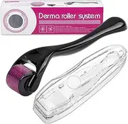 Derma Roller Microneedle Roller for Face 0.5mm Needle 540 Micro Needle Roller Skin Care for Wrinkles, Derma Roller For Men Matte Black Beard Roller Beard Roller Hair Growth Kit with Case for Men Women