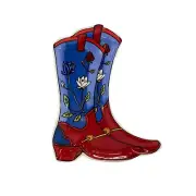 Pioneer Woman Country Western Boot Trinket Tray Sponge Rest Blue Red Stoneware