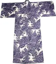 キャッスルエンタープライズ(Castle Enterprise) Japanese Yukata, Wave Pattern, Made in Japan, Purple (Suitable for Height 5 ft 7-70.9 inches (170-180 cm)