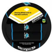 NRL Steering Wheel Cover - Seat Belt Covers - Cronulla Sharks