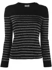 SAINT LAURENT BLACK/SILVER METALLIC STRIPE WOOL BLEND SWEATER /PULLOVER NWT