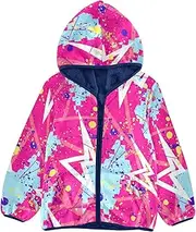 [GuoChe] Sherpa Lined Toddler Hoodie 1970s Disco Retro Grunge Graffiti Toddler Boy Outerwear Navy Blue Girls Fleece Zip Up