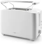 [Clatronic] Compact 2-slice toaster with defrosting, reheating and quick-stop function, with bun warmer, white, also for toasted rolls and finished waffles, TA3801, Black