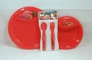 Mealtime Set DISNEY CARS Red Plate Bowl Flatware S2