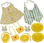 DINHEAROM 2Sets Rabbit Costume Set with Leash and Hat for Walking Bunny Adorable Dress Up Accessories for Pets Includes Clothes Leashes Bunny Accessories Watermelon