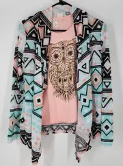 Self Esteem 2-piece Tank Top & Tie Jacket ~ Girls Size Large ~ Shiny Owl NEW