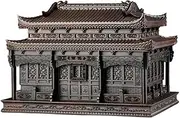 Engraved Ebony Ash Urn – Moisture-Proof Wooden Memorial Box in Yong’an Palace Style, Elegant Columbarium for Men & Women(38 * 25 * 28cm)