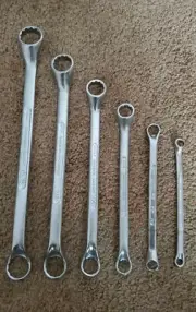 6 Pack Bihexagon Ring Spanners Offset Chrome Vanadium Steel 1/4 to 7/8"