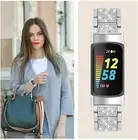 For Fitbit Charge5 Sparkle Stainless Steel Band Bracelet Replacement Watch Strap