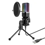 [UM650] USB Cardioid Condenser Microphone Gaming RGB Lights with Tripod