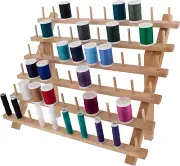 Premium Beechwood 60-Spool Sewing & Embroidery Thread Rack