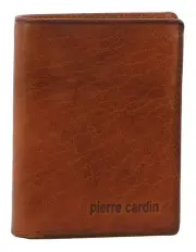 [PIERRE CARDIN] Leather Tri-Fold Wallet in Tan