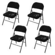 4 Pcs Folding Chair Split Seat Cover For Party Wedding Home black