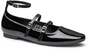 [Trary] Flat Shoes Women Square Toe Flats for Women Three-Strap Metal Buckle Mary Jane Ballet Flats Comfortable Dressy Casual Slip-on Work Daily Soft Flat Shoes