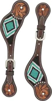 Weaver Leather Turquoise Diamond Beaded Horse Headstall, Leather Headstalls for
