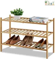 3 Tier Shoe Rack, Entryway Shoe Shelf, Multifunctional Free Standing Wooden Shoe Shelf Storage, Functional Free Standing Shoe Racks for Closet & Hallway, Sturdy Durable Shoe Shelf Holder
