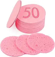 50 Pcs Compressed Facial Sponges - Travel Essentials for Women - 100% Natural Cellulose Professional Cosmetic Spa Sponges for Estheticians, Face Sponges for Cleansing, Pore Exfoliating, Makeup Removal