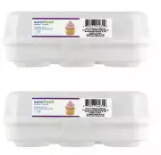 Set of 2 White Reusable Cupcake Muffin Carrier Container Caddy w/Handle BPA FREE