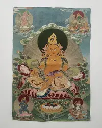 在飛比找樂天市場購物網優惠-西藏唐卡佛像織錦絲綢刺繡蘇繡 尼泊爾唐卡財寶天王 黃財神像
