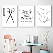 Hair Salon Wall Art Beauty Salon Pictures Wall Decor Canvas Art Beauty Shop Modern Prints Wall Painting for Beauty Room Poster Frameless 30×40cm×3pcs