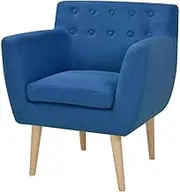 Blue Armchair Fabric: Comfy Wooden Frame Chair for Reading, Gaming, Lounge, Living Room & Bedroom Spaces – Modern Design Furniture