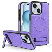 For Iphone 15 Multi-Function Holder Magsafe Pu Phone Case
