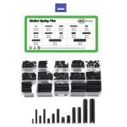 460Pcs Roll Pin Assortment Set 65Mn Steel Slotted Spring Pins, Black
