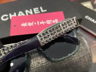 ☆最愛二手精品☆ CHANEL 香奈兒紫綠色壓克力框側邊銀皮穿鍊水銀鏡面墨鏡太陽眼鏡眼鏡 5362-Q-A XG1470