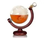 Whiskey Globe Liquor Decanter Set Etched World Globe 850ml (Brand New)