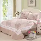 Cotton Bedspread Coverlet Set Patchwork Quilt Queen King Size Bed 230x250cm Pink