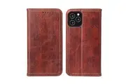 For iPhone 12 mini Case PU Leather Flip Wallet Protective Cover Kickstand Brown