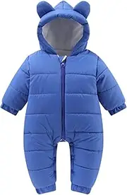 [Generic] Little Boys Winter Coats Boys Winter Warm Snowsuit Ears Hooded Jumpsuit Down Coat Romper Padded Outwear Jacket Little Coats Size 5t
