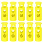 30Pcs 4mm Cord Lock Plastic Double Hole Spring Toggle Stoppers, Light Yellow