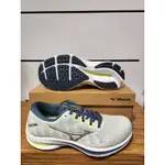 【清大億鴻】MIZUNO WAVE RIDER 25 WAVEKNIT 男款慢跑鞋 編織鞋面 淺灰-J1GC217501