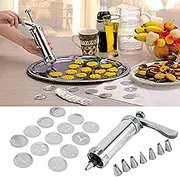 ElgnAura Cookie Press Maker Kit, Aluminium Alloy DIY Cookies Biscuits Press Set for Cake Decorating and Pastry Piping Tool