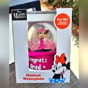 New Box Gorgeous Disney Minnie Mouse Congrats Grad Musical Water Globe Any Year