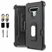 Bundle+ LG Stylo 6 Heavy Duty Holster Case Card Slot Magnetic Kickstand w/ Glass