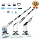 Cordless Electric Spin Scrubber with 8 Replaceable Brush Heads, Adjusting Handle