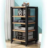 VFGFPTBTUK 5 Tier Stereo Rack Heavy AV Media Stand 2 3 4 Tier Stereo Cabinet Movable Storage Cart With Height Adjustable Shelf, Open TV Stand HiFi Rack(Natural,100cm-40in)