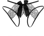 [FARZAH] Women Panties Female Underwear 3PC/Set Women's Sexy Hollow Out Thong Lingerie Open Crotch Underwear Lady's Crotchless Lace Panties with Bow Plus Size M - XXL