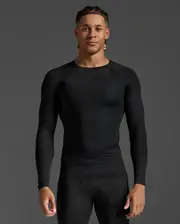 Core Compression Long Sleeve, 2XU, XXL, Black/No Logo, Male