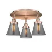 Innovations Lighting 916-3C-10-18 Cone Flush Cone 3 Light 18"W - Antique Copper