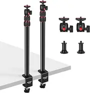 NEEWER 2PCS Extendable Camera Desk Mount with 1/4" Ball Head, 17”–40” Adjustable Table Light Stand with 1/4" Adapter and C Clamp for DSLR Camera, Ring Light, Live Stream, Vlog, Max Load: 6.6lb/3kg