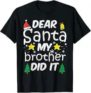 [X.Style] Dear Santa My Brother Did It Funny Christmas Boys Girls Kids ds358 T-Shirt (3XL) Black