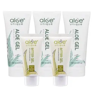 【aloe unique 優尼客】蘆薈保濕凝膠 200ml+苦膠 50ml 5入組(保濕、修護、舒緩)