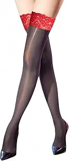 [wiut] Women's Shiny Thigh High Stockings Oil Silicone Lace Top Sheer Tights Over Knee Stockings Silky Socks for Women